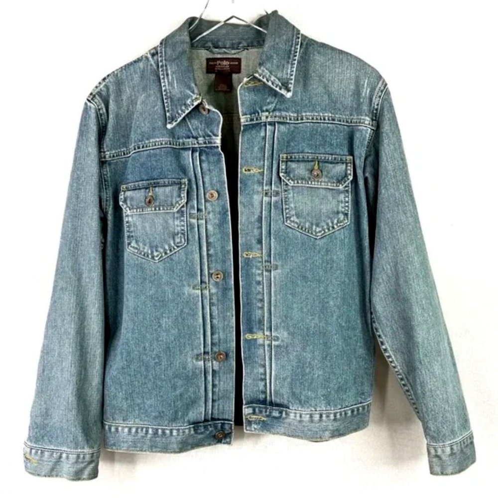 Polo Ralph Lauren Vintage Denim Jean Jacket Light Wash 100% Cotton XL